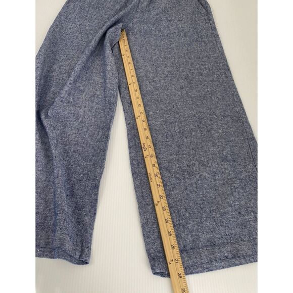 OLD NAVY Linen Blend Pull On Pants Chambray Blue High-Rise Wide Leg Women Size S - Picture 7 of 11